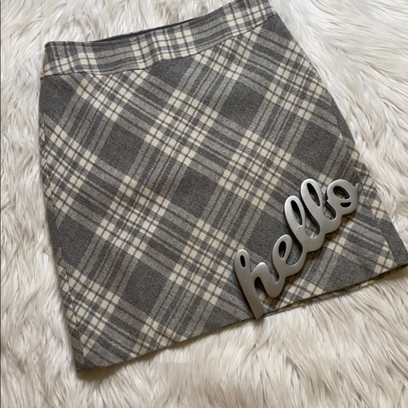Talbots Dresses & Skirts - Talbots Gray/White Plaid Wool Mini Skirt